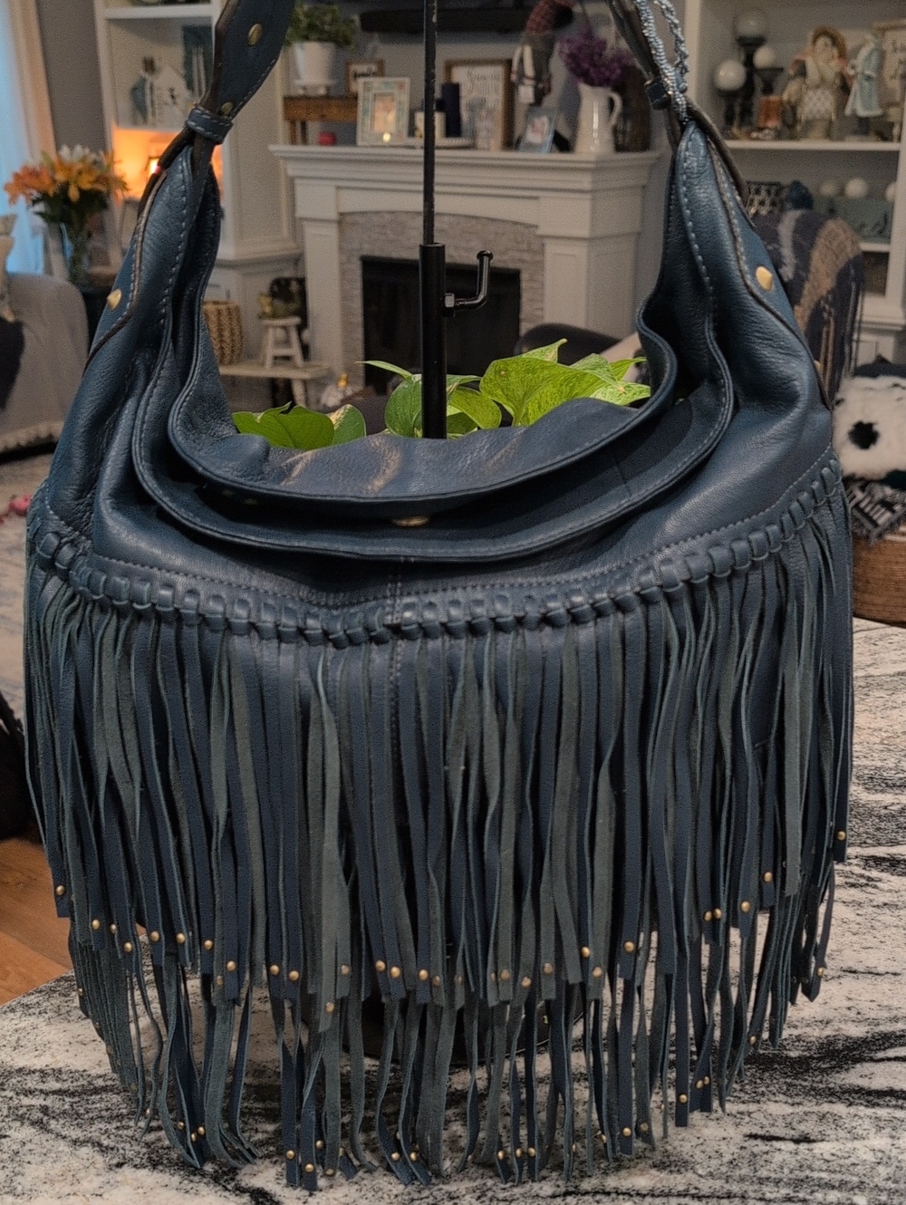 orYANY Fringe Pebbled Leather Shoulder Bag